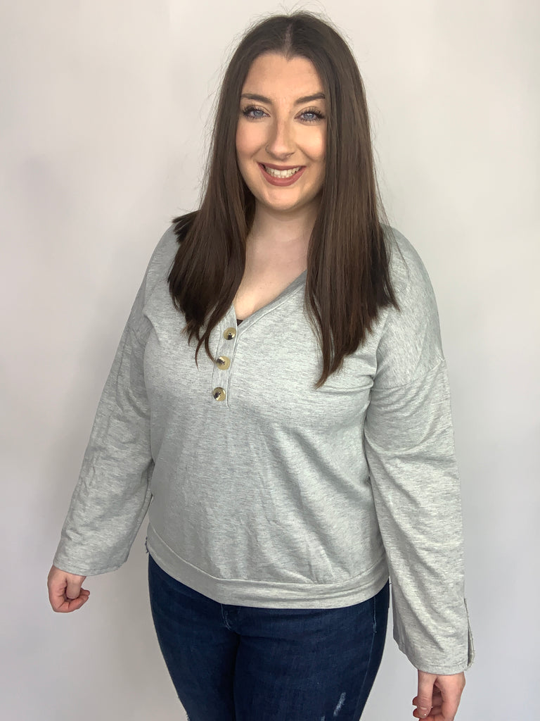 Throw On And Go Top in Gray-120 Long Sleeve Tops-Timber Brooke Boutique, Online Women's Fashion Boutique in Amarillo, Texas