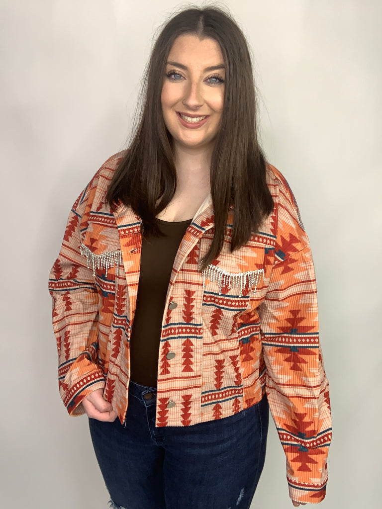 Breaking Free Western Print Jacket-160 Coats and Jackets-Timber Brooke Boutique, Online Women's Fashion Boutique in Amarillo, Texas