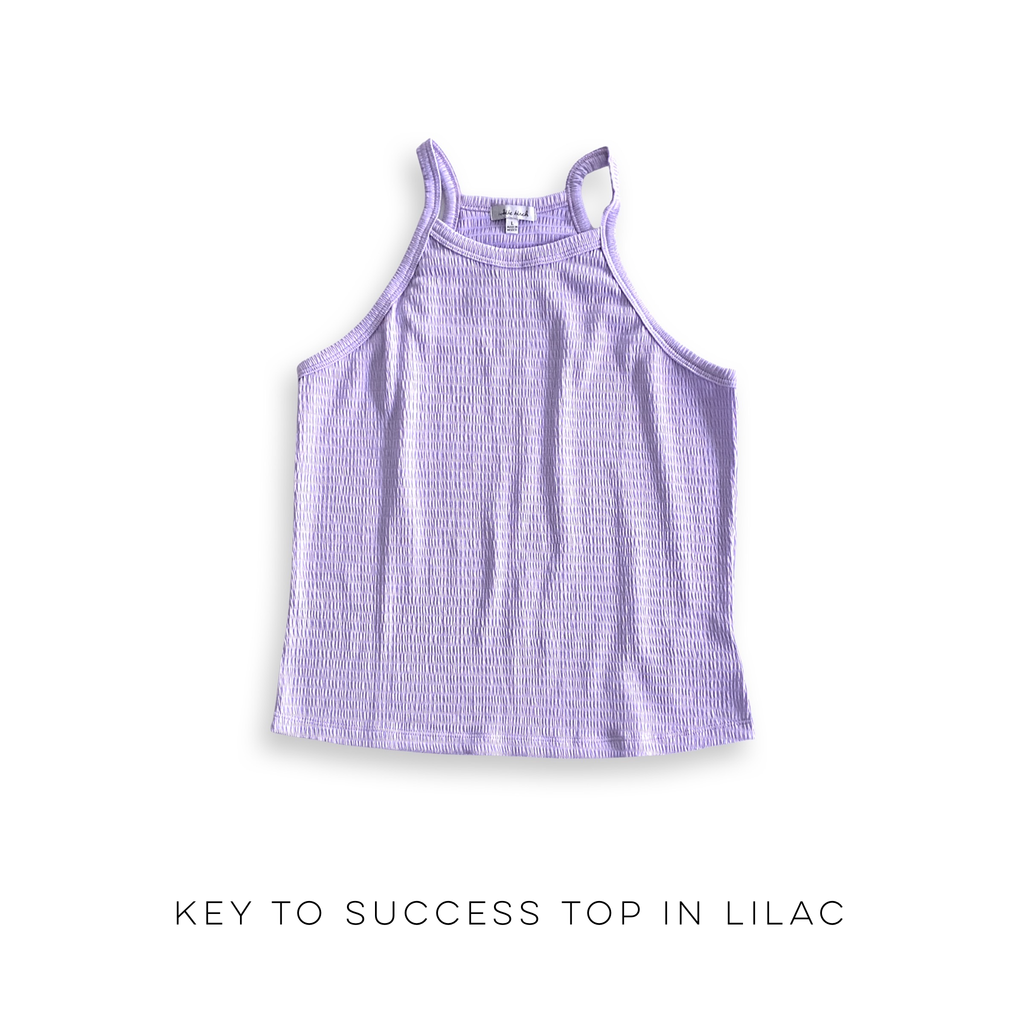 Key to Success Tank in Lilac-White Birch-Timber Brooke Boutique, Online Women's Fashion Boutique in Amarillo, Texas