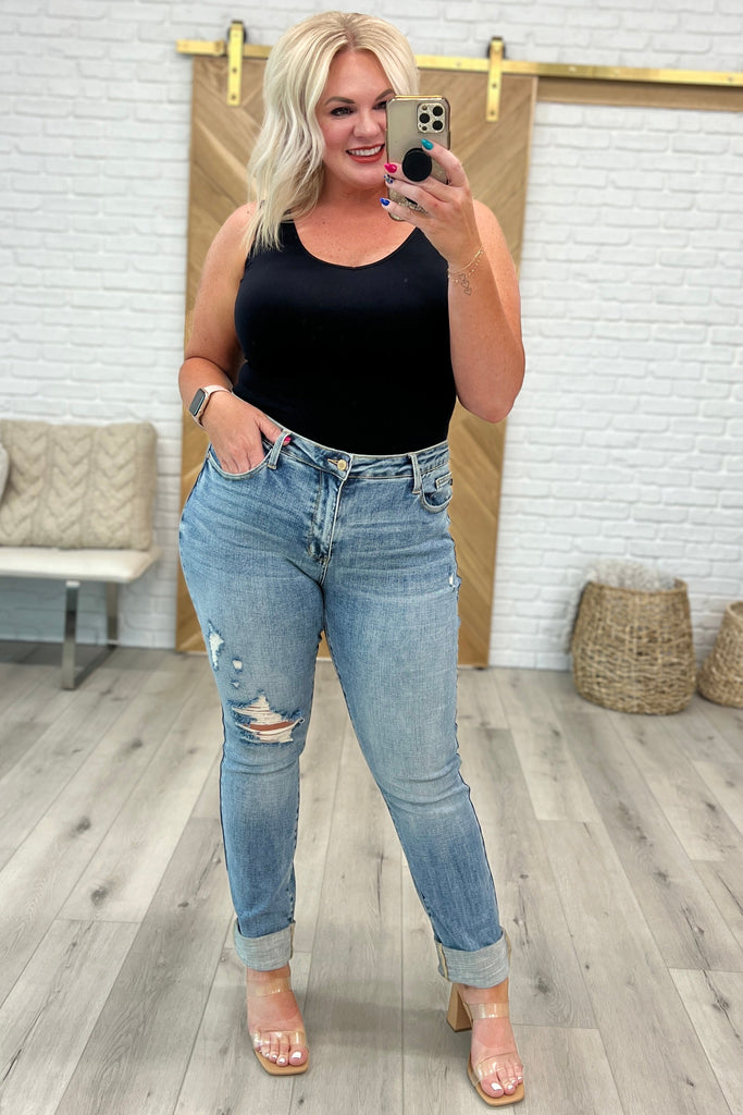 Elodie Mid Rise Distressed Boyfriend Jeans-Womens-Timber Brooke Boutique, Online Women's Fashion Boutique in Amarillo, Texas
