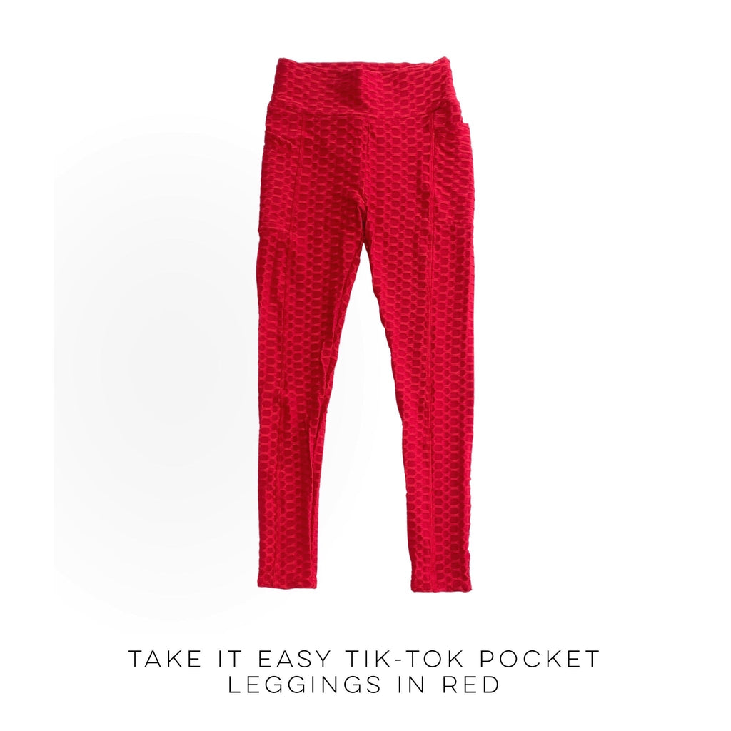 Take It Easy Tik-Tok Pocket Leggings in Red-White Birch-Timber Brooke Boutique, Online Women's Fashion Boutique in Amarillo, Texas