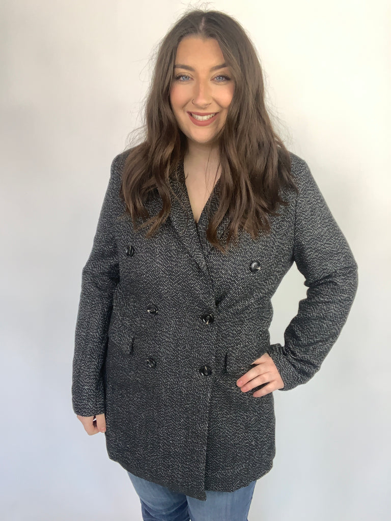 Chic Upon Arrival Button Down Blazer Jacket In Black-160 Coats and Jackets-Timber Brooke Boutique, Online Women's Fashion Boutique in Amarillo, Texas