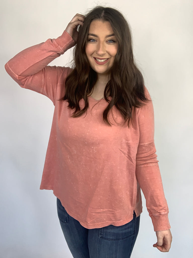 Fun Beginnings Raglan Top In Dusty Mauve-120 Long Sleeve Tops-Timber Brooke Boutique, Online Women's Fashion Boutique in Amarillo, Texas