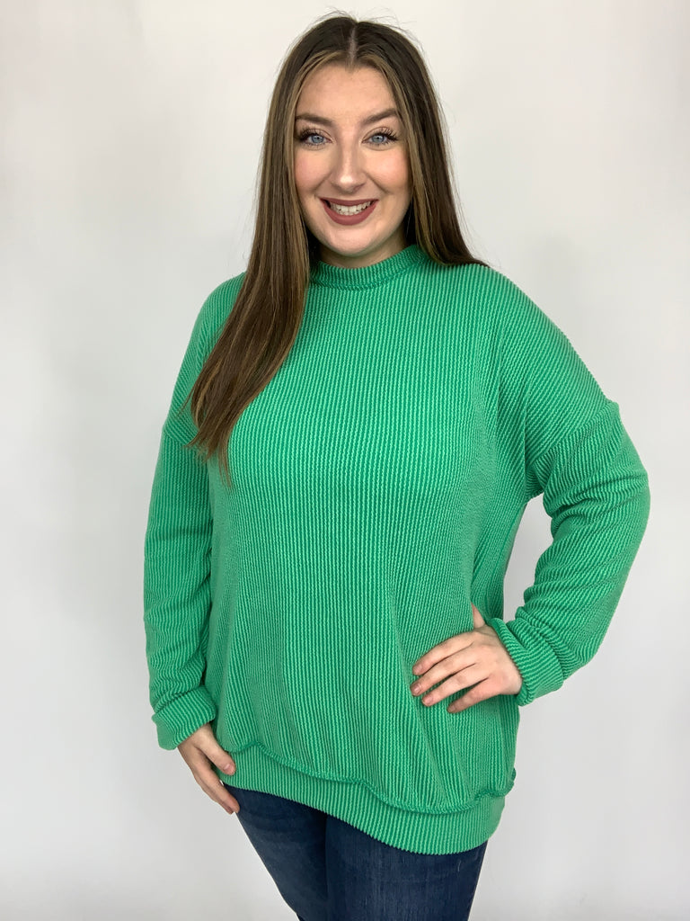 Blumin Apparel Livin' LIfe Full Size Ribbed Top-Long Sleeve Tops-Timber Brooke Boutique, Online Women's Fashion Boutique in Amarillo, Texas