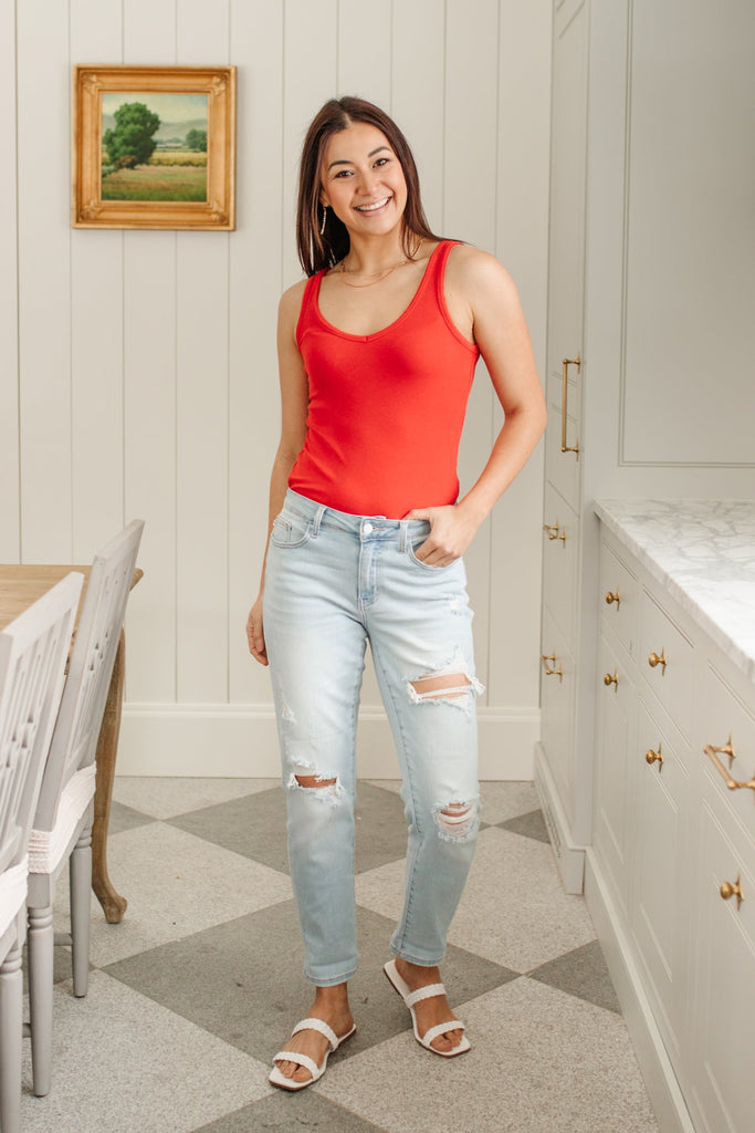 Super Light Destroyed Boyfriend Jeans-Womens-Timber Brooke Boutique, Online Women's Fashion Boutique in Amarillo, Texas