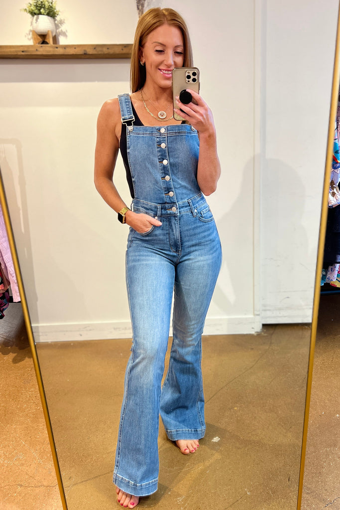 Izzy Control Top Retro Flare Overalls-Womens-Timber Brooke Boutique, Online Women's Fashion Boutique in Amarillo, Texas