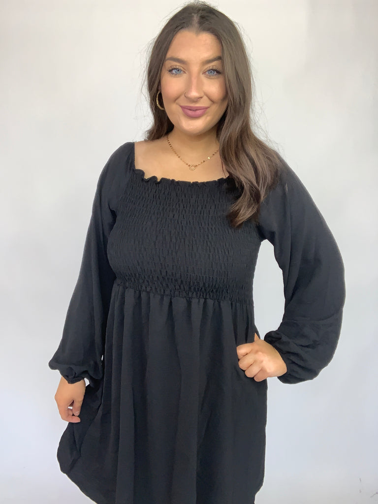 Love Like This Long Sleeve Dress in Black-170 Dresses-Timber Brooke Boutique, Online Women's Fashion Boutique in Amarillo, Texas
