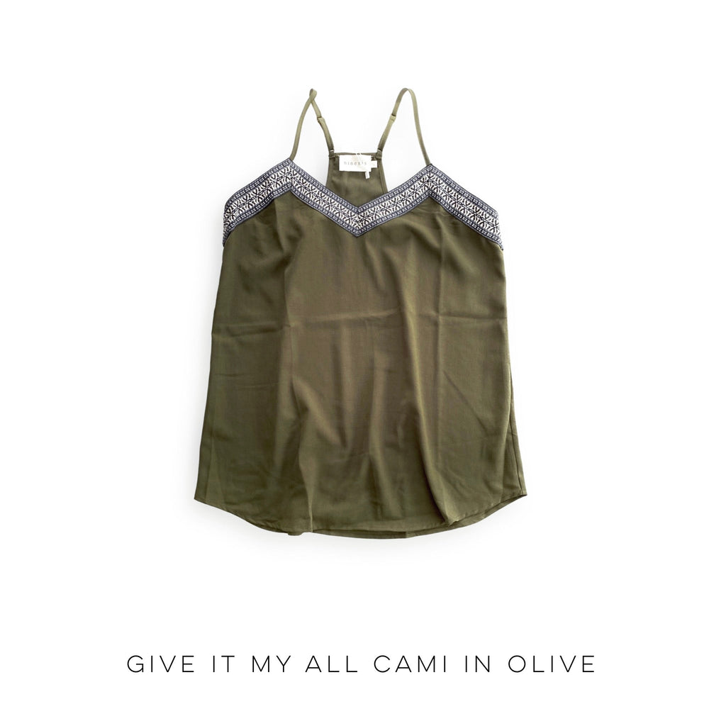 Give it My All Cami in Olive-Ninexis-Timber Brooke Boutique, Online Women's Fashion Boutique in Amarillo, Texas
