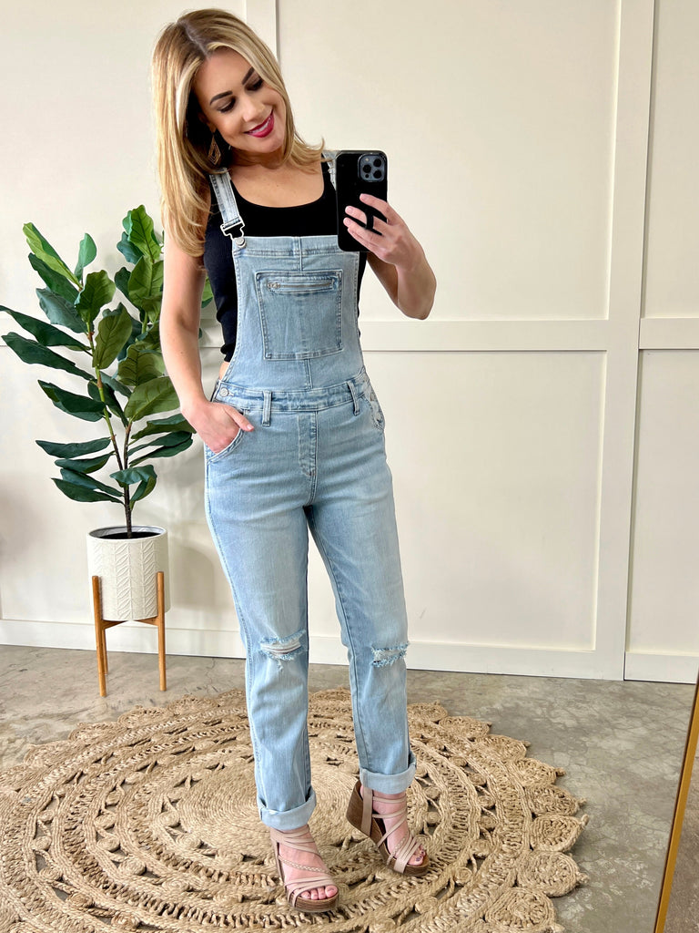 Denim Straight Leg Overalls By Judy Blue Jeans-Timber Brooke Boutique, Online Women's Fashion Boutique in Amarillo, Texas
