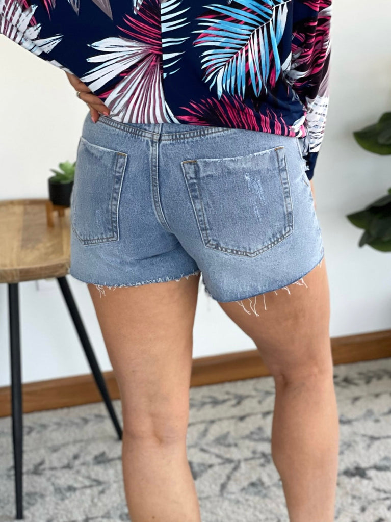 Not a Worry Denim Shorts-White Birch-Timber Brooke Boutique, Online Women's Fashion Boutique in Amarillo, Texas