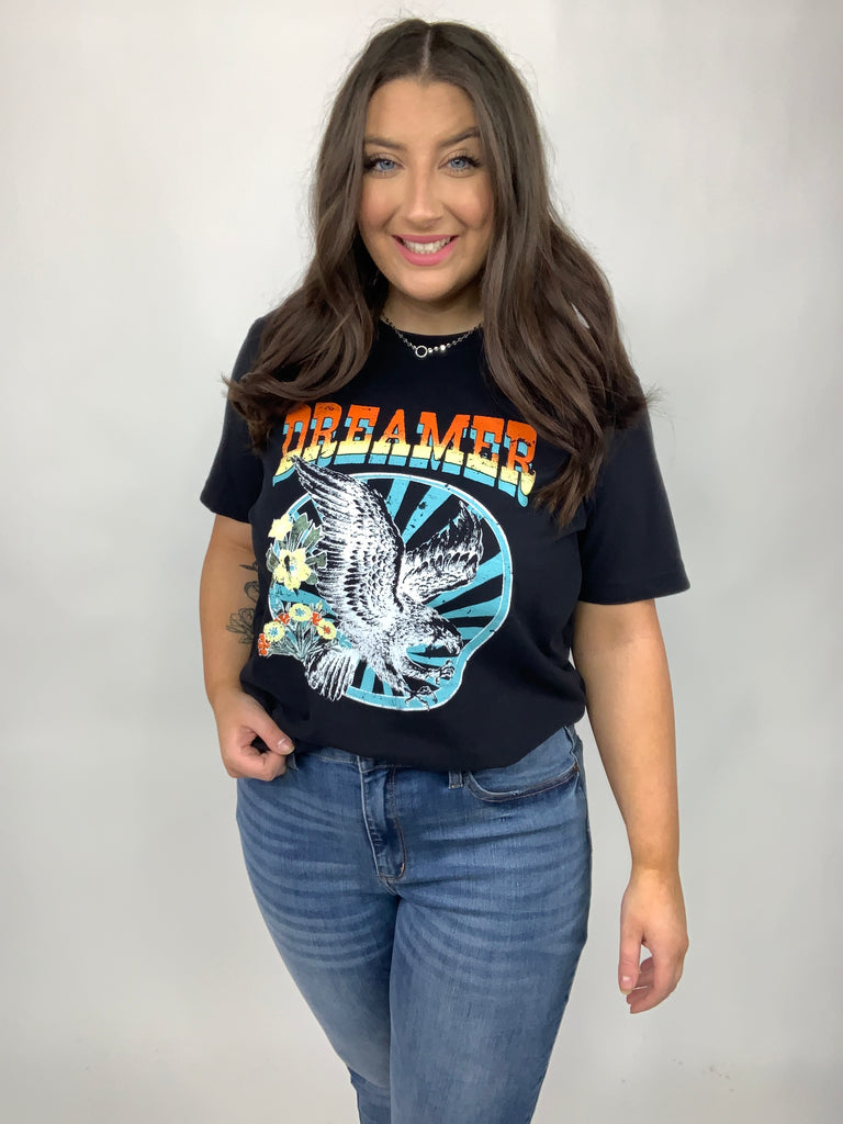 mineB Full Size DREAMER Graphic T-Shirt-Short Sleeve Top-Timber Brooke Boutique, Online Women's Fashion Boutique in Amarillo, Texas