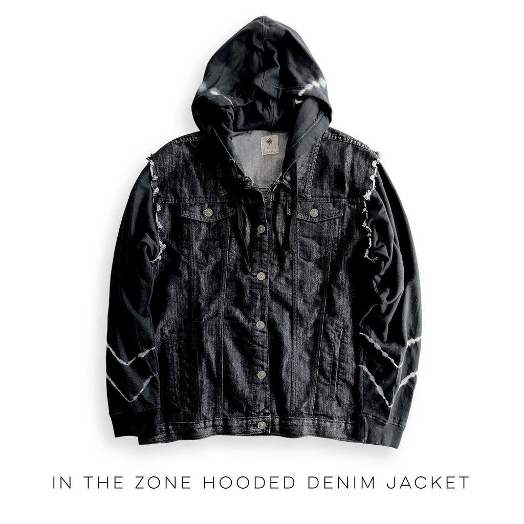 In the Zone Hooded Denim Jacket-Sew in Love-Timber Brooke Boutique, Online Women's Fashion Boutique in Amarillo, Texas