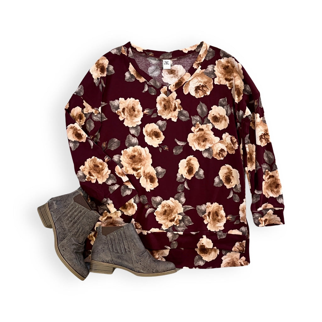 A Class Act Floral Sweater-140 Sweaters-Timber Brooke Boutique, Online Women's Fashion Boutique in Amarillo, Texas