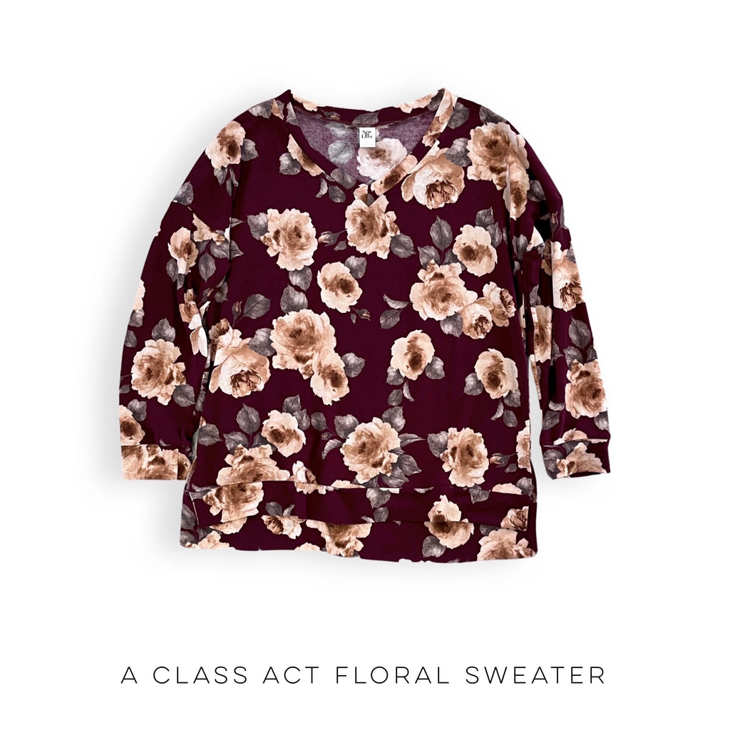 A Class Act Floral Sweater-140 Sweaters-Timber Brooke Boutique, Online Women's Fashion Boutique in Amarillo, Texas