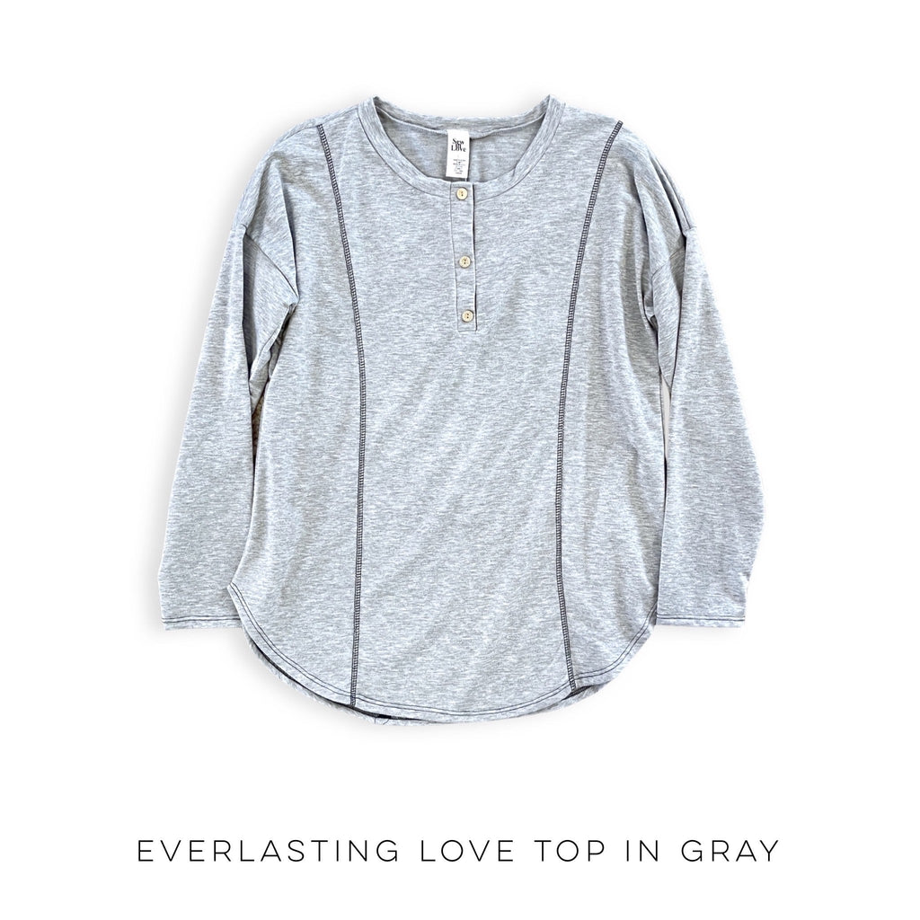 Everlasting Love Top in Gray-120 Long Sleeve Tops-Timber Brooke Boutique, Online Women's Fashion Boutique in Amarillo, Texas