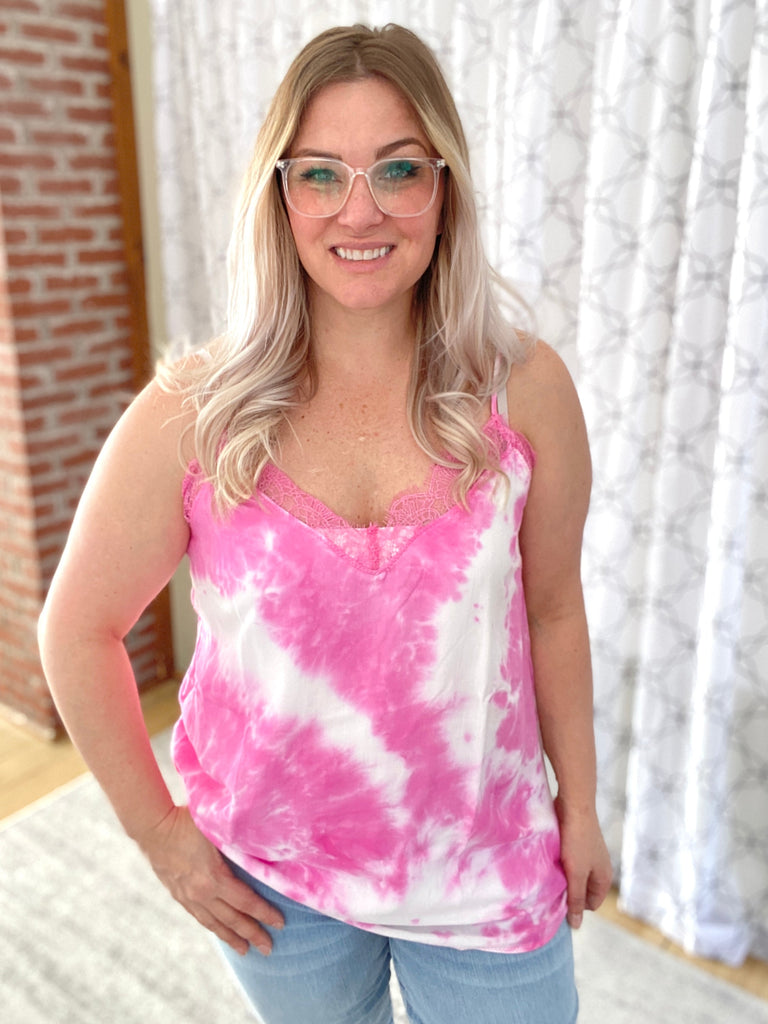 Love Into The Light Tank in Hot Pink-White Birch-Timber Brooke Boutique, Online Women's Fashion Boutique in Amarillo, Texas