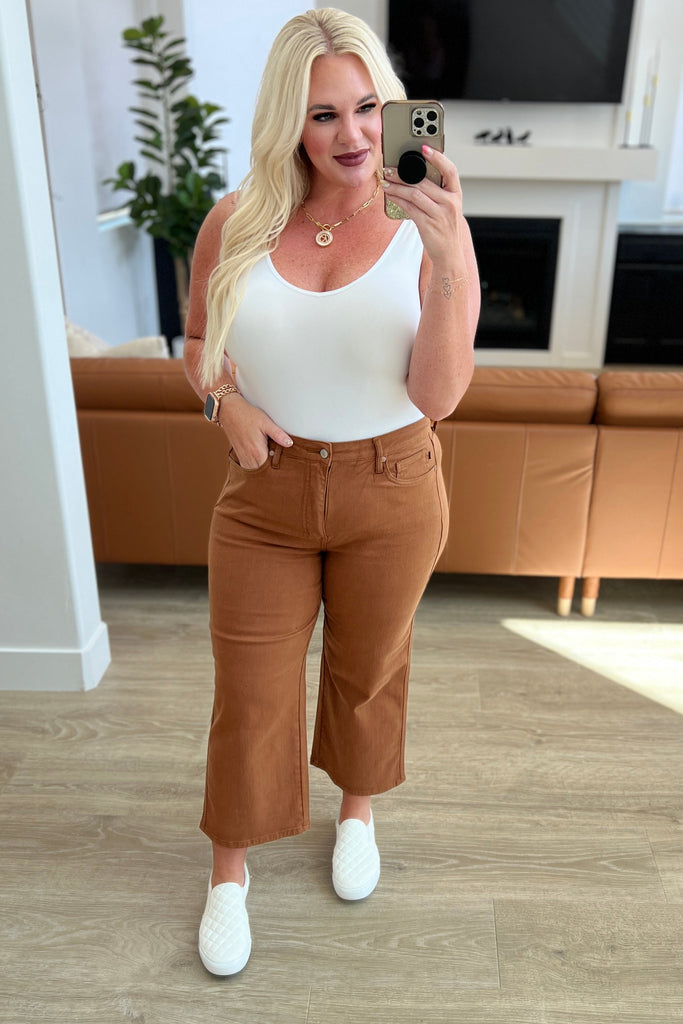 Briar High Rise Control Top Wide Leg Crop Jeans in Camel-Womens-Timber Brooke Boutique, Online Women's Fashion Boutique in Amarillo, Texas