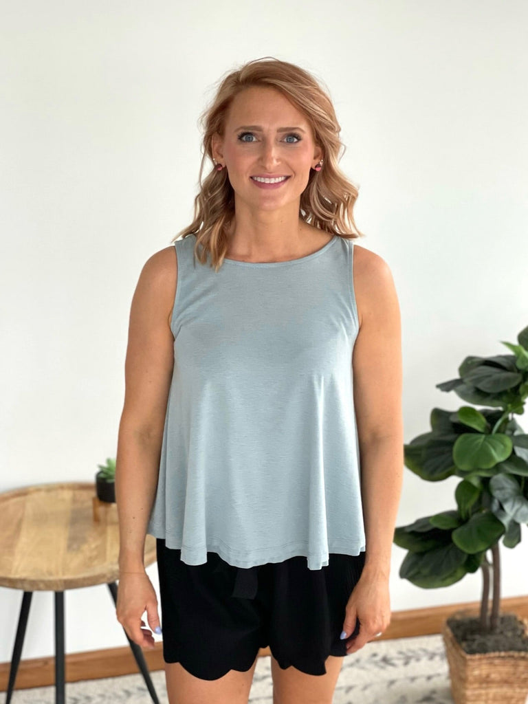 Simpler Times Tank in Sage-Emerald-Timber Brooke Boutique, Online Women's Fashion Boutique in Amarillo, Texas
