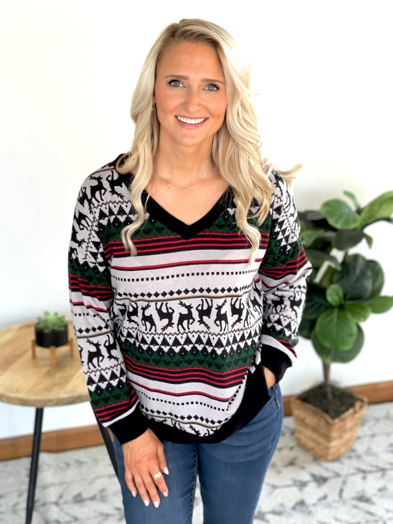 Reindeer on the Rooftop Sweater-Sew in Love-Timber Brooke Boutique, Online Women's Fashion Boutique in Amarillo, Texas