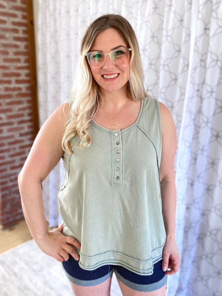 When you Believe Tank in Green-White Birch-Timber Brooke Boutique, Online Women's Fashion Boutique in Amarillo, Texas