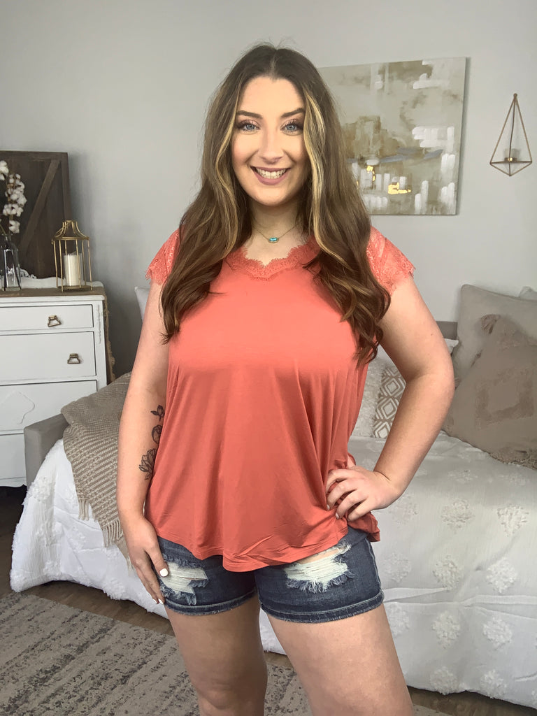 DOORBUSTER! Lace Short Sleeve Top-Short Sleeve Top-Timber Brooke Boutique, Online Women's Fashion Boutique in Amarillo, Texas