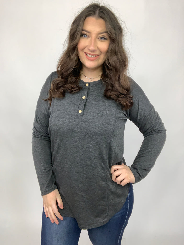 Everlasting Love Top in Charcoal-Long Sleeve Tops-Timber Brooke Boutique, Online Women's Fashion Boutique in Amarillo, Texas