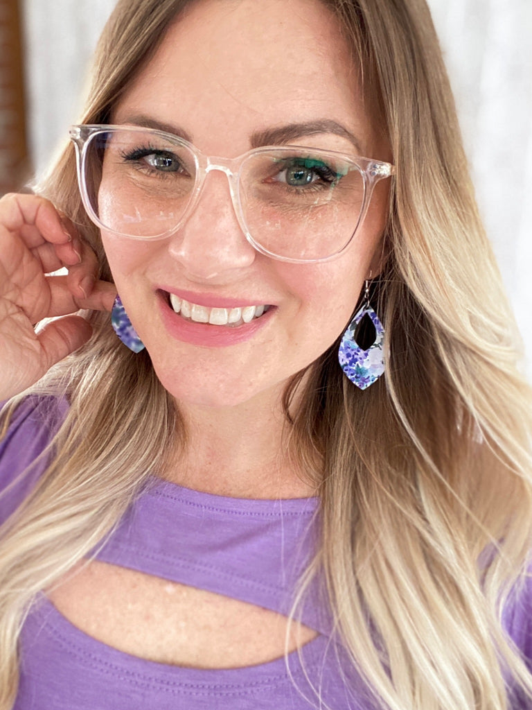 Blueberry Floral Earrings-Hello Happiness-Timber Brooke Boutique, Online Women's Fashion Boutique in Amarillo, Texas