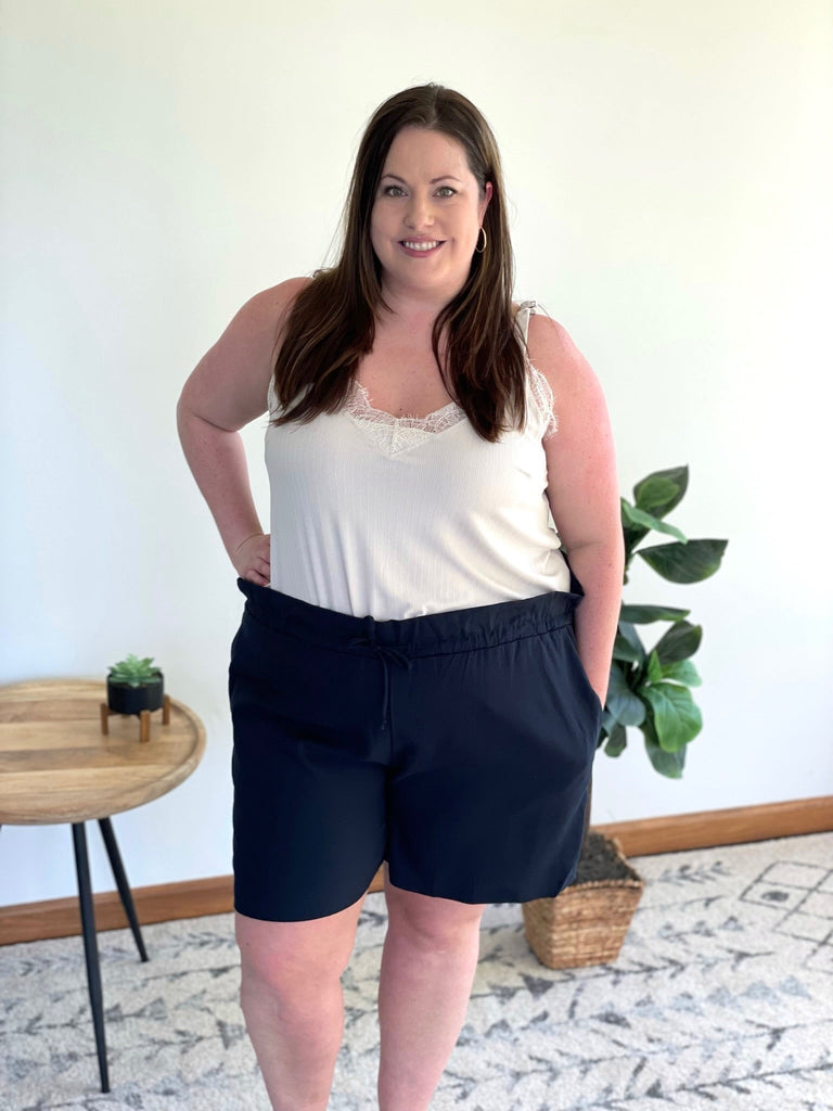 Dance through the Night Shorts in Navy-White Birch-Timber Brooke Boutique, Online Women's Fashion Boutique in Amarillo, Texas