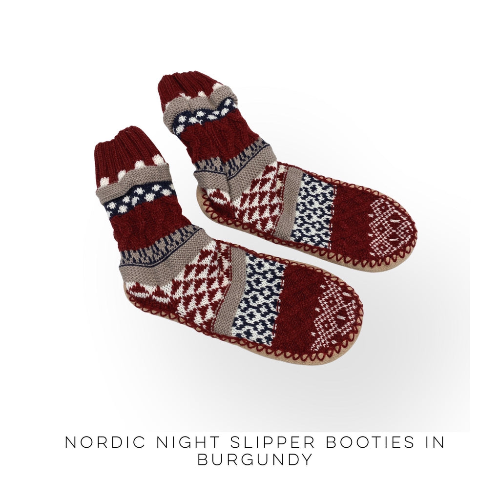 Nordic Night Slipper Booties in Burgundy-Urbanista-Timber Brooke Boutique, Online Women's Fashion Boutique in Amarillo, Texas