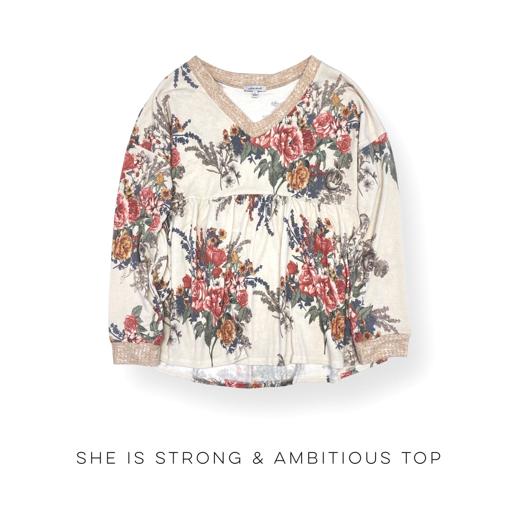 She is Strong & Ambitious Top-White Birch-Timber Brooke Boutique, Online Women's Fashion Boutique in Amarillo, Texas