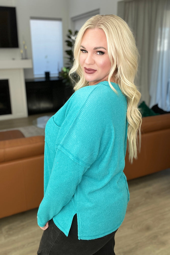 Ribbed Brushed Hacci Sweater in Light Teal-Womens-Timber Brooke Boutique, Online Women's Fashion Boutique in Amarillo, Texas