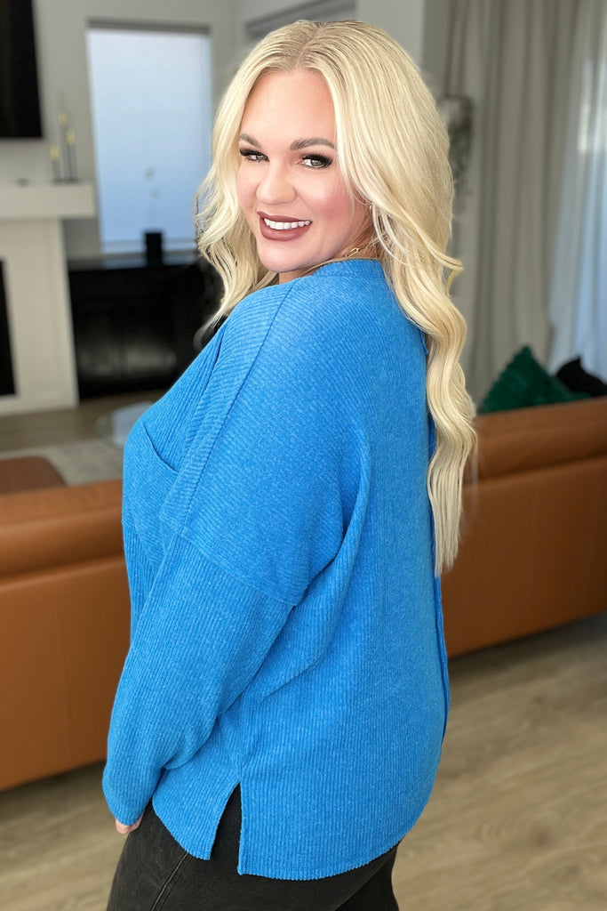 Ribbed Brushed Hacci Sweater in Ocean Blue-Womens-Timber Brooke Boutique, Online Women's Fashion Boutique in Amarillo, Texas