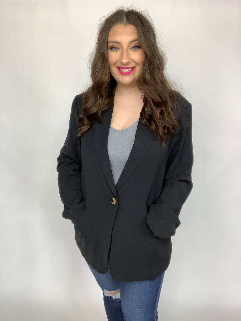 Notting Hill Plaid Lined Blazer in Black-Blazers-Timber Brooke Boutique, Online Women's Fashion Boutique in Amarillo, Texas