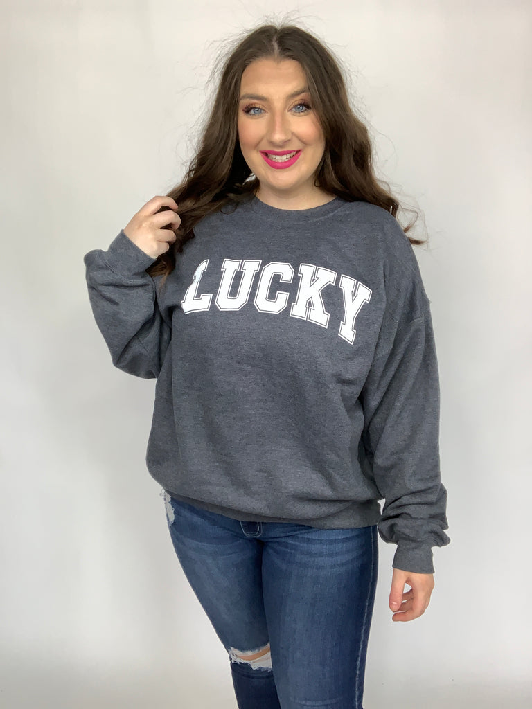 Your Lucky Crew Neck Sweater-Sweaters-Timber Brooke Boutique, Online Women's Fashion Boutique in Amarillo, Texas