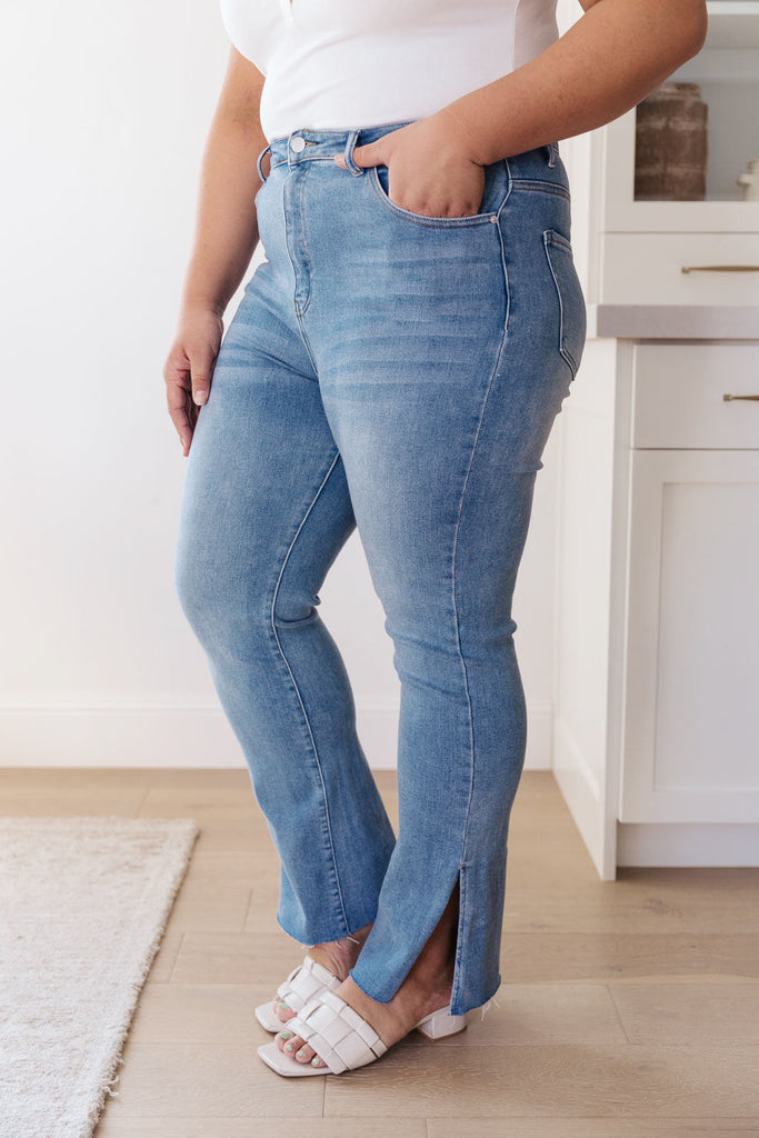 Jody Slim Flare Side Slit Jeans-Womens-Timber Brooke Boutique, Online Women's Fashion Boutique in Amarillo, Texas