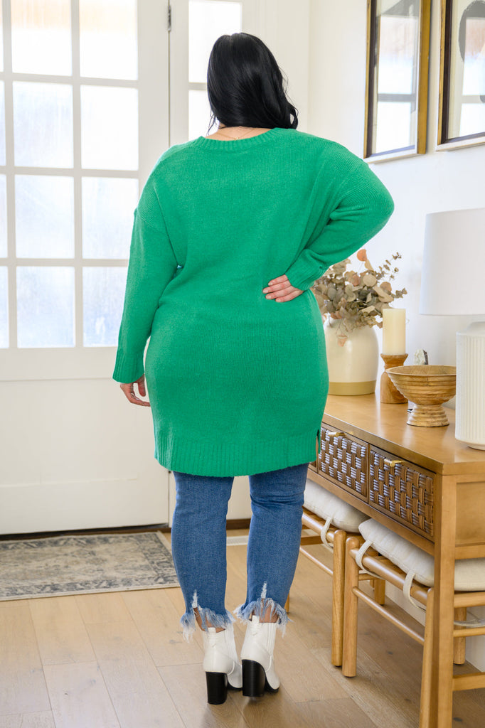 Joyful Season Sweater Tunic In Green-Womens-Timber Brooke Boutique, Online Women's Fashion Boutique in Amarillo, Texas