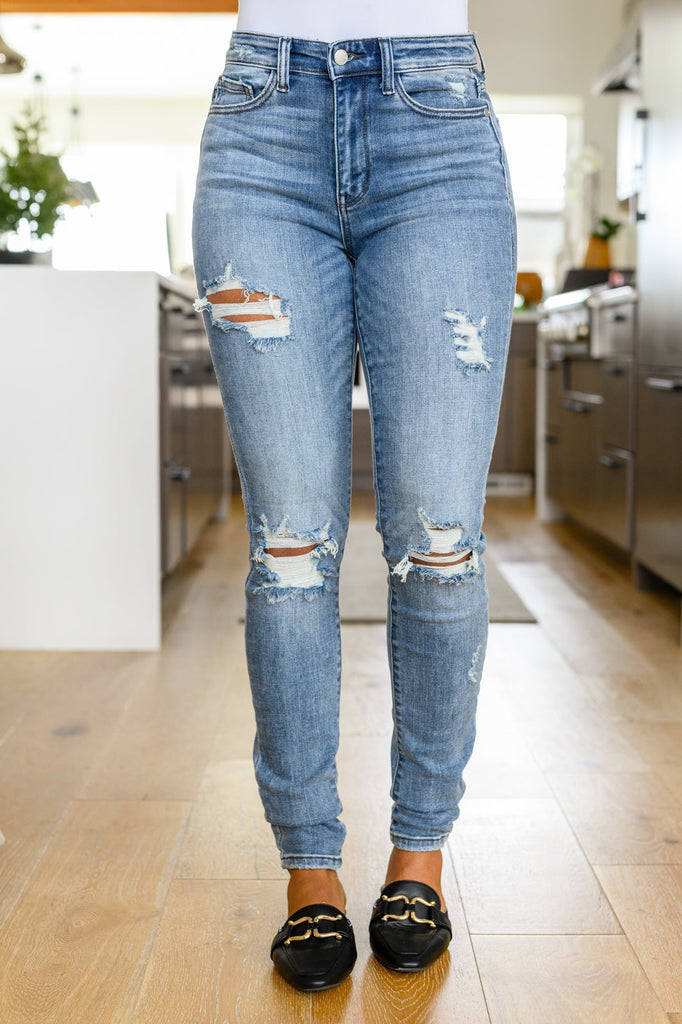 Juno Tall Skinny Destroyed Jeans-Womens-Timber Brooke Boutique, Online Women's Fashion Boutique in Amarillo, Texas