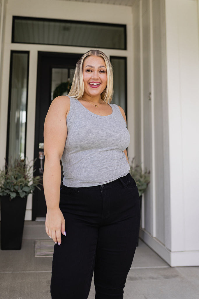 Just One More Ribbed Tank in Heather Grey-Womens-Timber Brooke Boutique, Online Women's Fashion Boutique in Amarillo, Texas