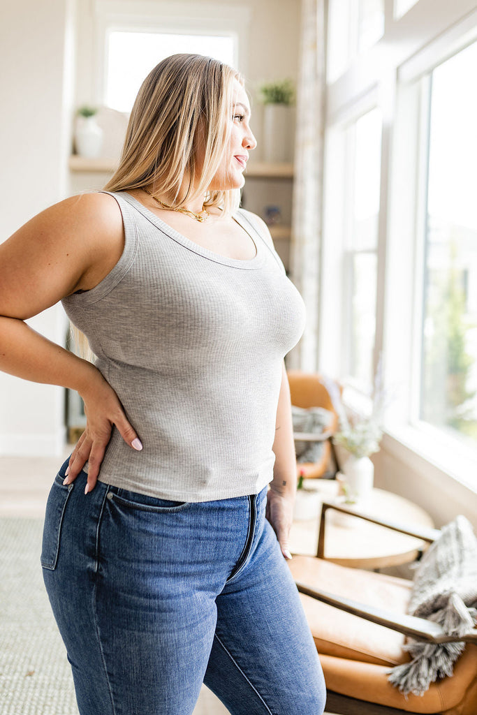 Just One More Ribbed Tank in Heather Grey-Womens-Timber Brooke Boutique, Online Women's Fashion Boutique in Amarillo, Texas