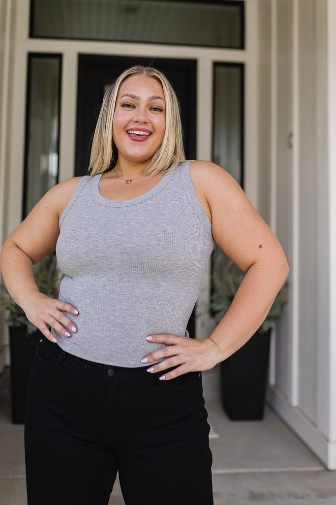 Just One More Ribbed Tank in Heather Grey-Womens-Timber Brooke Boutique, Online Women's Fashion Boutique in Amarillo, Texas