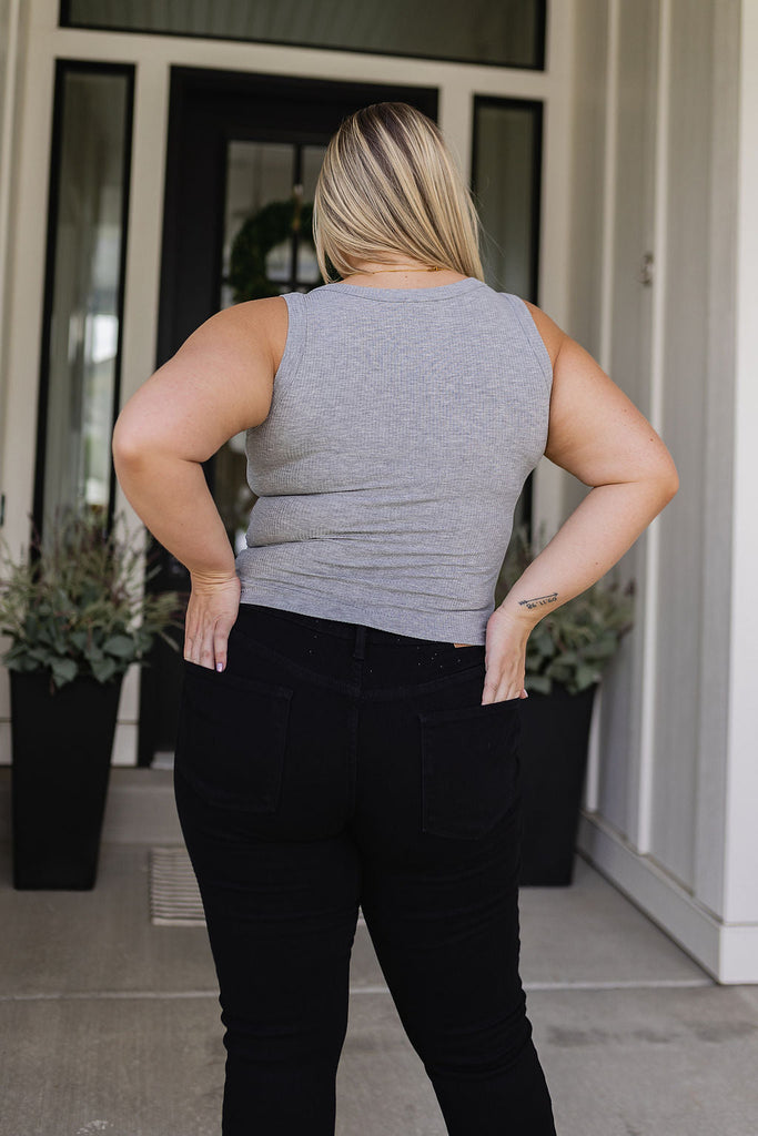 Just One More Ribbed Tank in Heather Grey-Womens-Timber Brooke Boutique, Online Women's Fashion Boutique in Amarillo, Texas