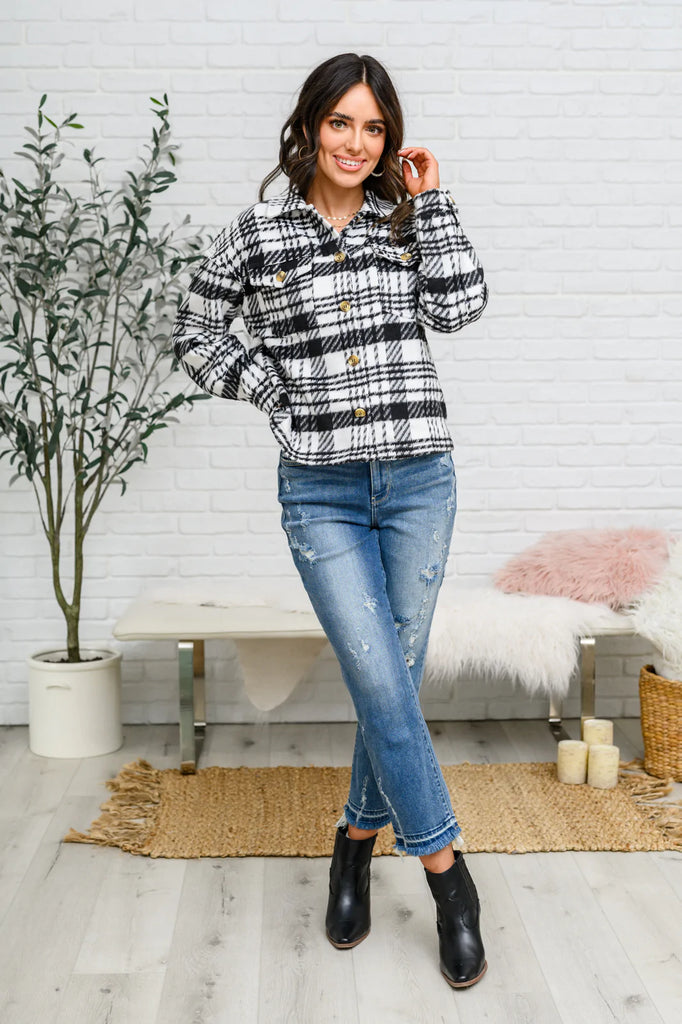Kate Plaid Jacket in Black & White-Womens-Timber Brooke Boutique, Online Women's Fashion Boutique in Amarillo, Texas