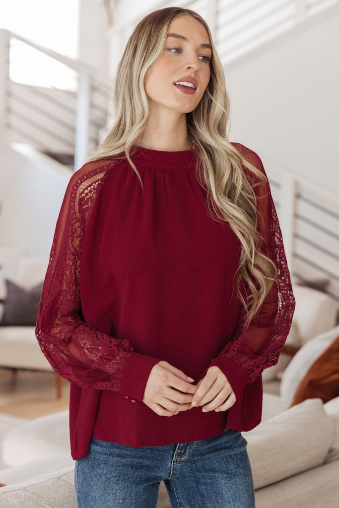 Lace on My Sleeves Blouse-Womens-Timber Brooke Boutique, Online Women's Fashion Boutique in Amarillo, Texas