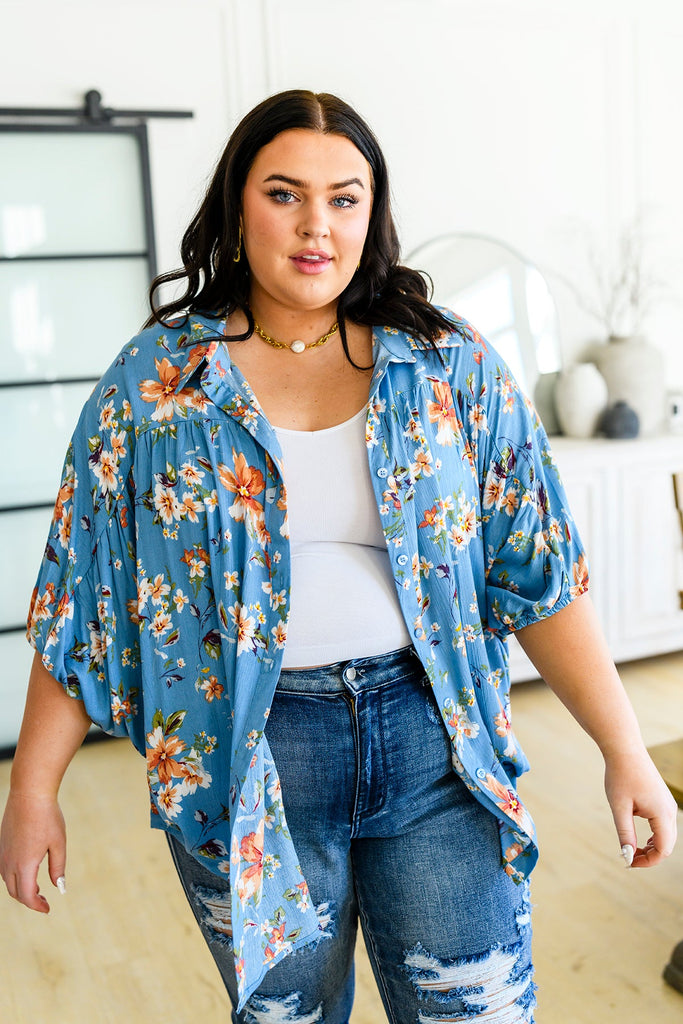 Lanikai Floral Button Down-Womens-Timber Brooke Boutique, Online Women's Fashion Boutique in Amarillo, Texas