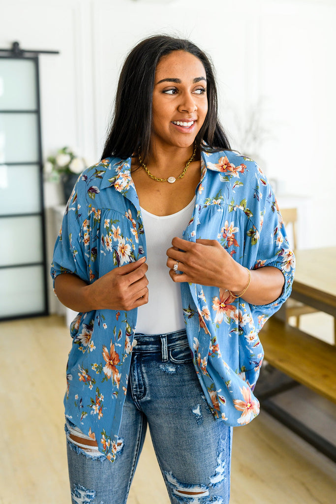 Lanikai Floral Button Down-Womens-Timber Brooke Boutique, Online Women's Fashion Boutique in Amarillo, Texas