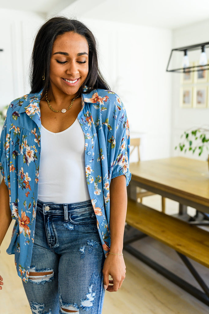 Lanikai Floral Button Down-Womens-Timber Brooke Boutique, Online Women's Fashion Boutique in Amarillo, Texas