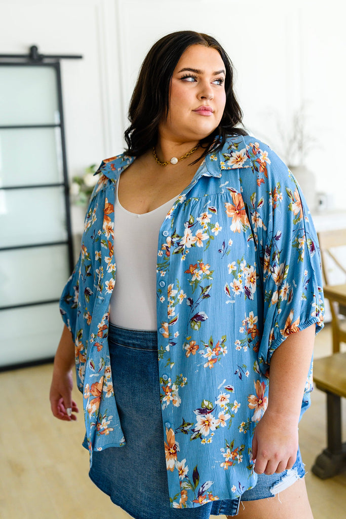 Lanikai Floral Button Down-Womens-Timber Brooke Boutique, Online Women's Fashion Boutique in Amarillo, Texas