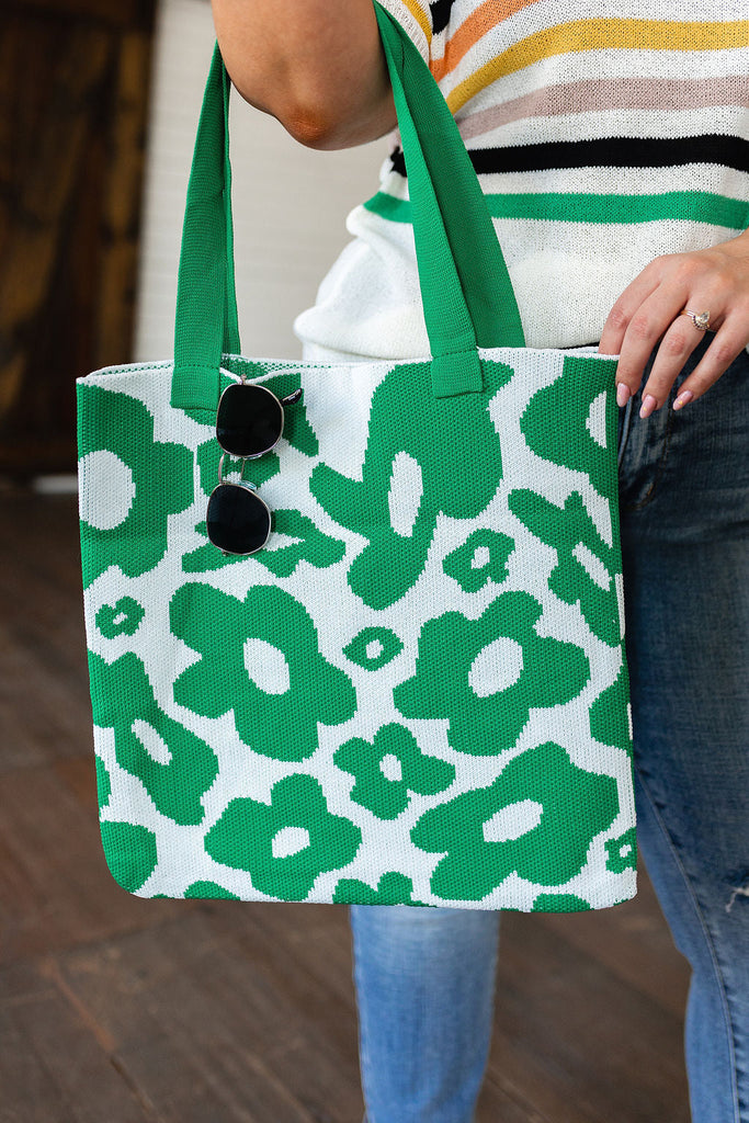 Lazy Daisy Knit Bag in Green-Womens-Timber Brooke Boutique, Online Women's Fashion Boutique in Amarillo, Texas