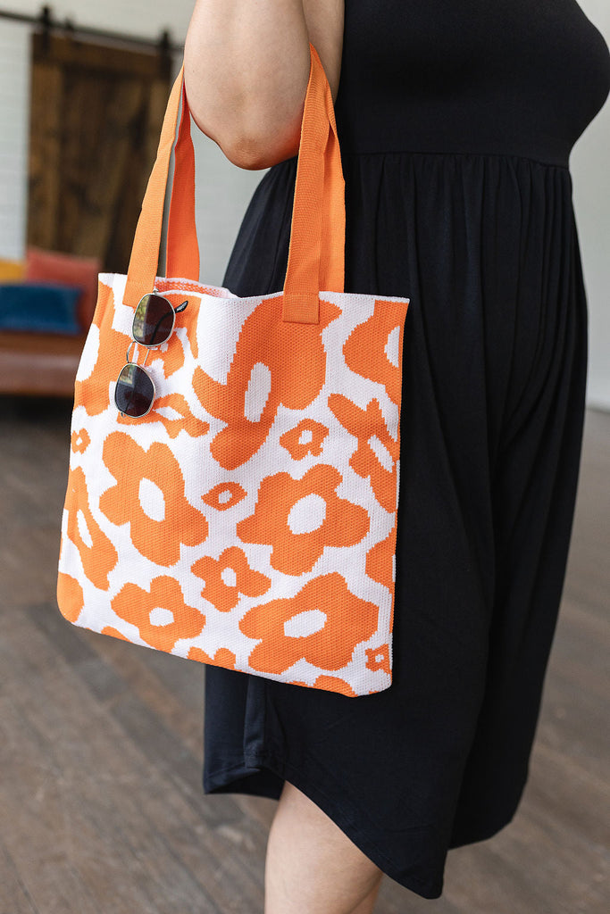 Lazy Daisy Knit Bag in Orange-Womens-Timber Brooke Boutique, Online Women's Fashion Boutique in Amarillo, Texas