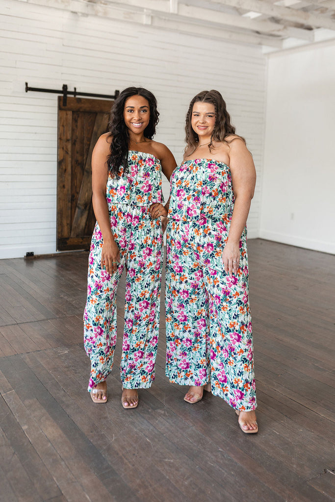 Life of the Party Floral Jumpsuit in Green-Womens-Timber Brooke Boutique, Online Women's Fashion Boutique in Amarillo, Texas